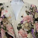 Natori Vintage  Set Chemise And Robe Floral Rose Print With Lace Trim Size Small Photo 4