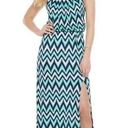 Three Pink Hearts Womens  Mint & Navy Cameo Chevron Maxi Dress - Sz M Photo 0