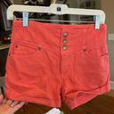 Bebe  High Rise Colored Denim Shorts Coral Womens 26 Photo 0