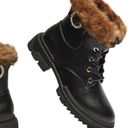 Shoedazzle  Kleio Combat Boots Faux Fur Trim Chunky Lug Sole Black Photo 8