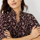 Ann Taylor  NWT Women's Small Maroon Floral Embroidered Blouse Puff Sleeve Ruffle Photo 1