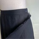 Talbots Vintage  Pleated Wool Tennis Skirt High Waisted Wrap Frayed Edge Black 6 Photo 3