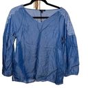 Massimo Dutti  Embroidered Chambray Peasant Top NWT Size 2 Photo 0