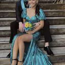 Teal Sequin Prom Dress Size 2 Photo 1