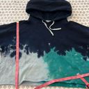 RE/DONE Originals Cropped Cotton Hoodie Teal Tie-Dye Size Small Photo 9