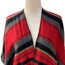 Armando Caruso Boho Red & Black Striped Knit Cape Shawl Size M Photo 1