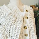 Free People Chunky Knit Boho White Whistle Thermal Henley Oversized Sweater Photo 5