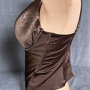 Second Skin Vintage Curvation Bustier Longline Bra 38D  Satin Brown Floral Y2K Photo 3