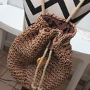 Bohemian Woven Cornhusk Backpack Bucket Bag Drawstring Beachy Photo 7