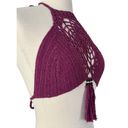 LAKHAYS Crochet Dream Catcher Halter Crop Top Tasseled Beaded Maroon One Size Size undefined Photo 6