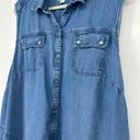 J.Jill  Denim Chambray Midi Shirt Dress Snap Front Sleeveless Pockets Size 3X Photo 3