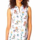 J.Jill  White Multicolor Floral Paisley Linen Collared Sleeveless Button Up Tank Photo 0