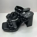 Anne Klein  Sandals Womens Size 5.5 Black Braided Double Strap Slip On Heels Photo 1