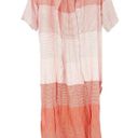 ONIA  Womens Cotton Lagenlook Renee Striped Button Front Shirt Dress Size S Coral Photo 2