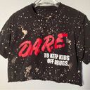 DARE T Shirt Retro Keep Kids Off Drugs Bleach Dyed‎ Distressed Holes Cropped S Photo 0