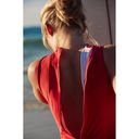 Free People NEW  Salt Gypsy Jade One-Piece Surf Suit in Red Mock Neck Size Small Photo 2