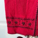 Woolrich Ruby Red Wool Beaded Zip Up Sweater Vest Medium Photo 5