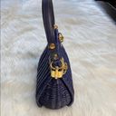 Vintage Blue Wicker Handbag Photo 4