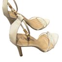 Boohoo  White Cross Strap Barely There Heels Sz 6.5 Photo 7