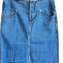 Frame  Sea Cut Off Waist Maxi Jean Denim Skirt Raw Hem Blue Front Slit 26 Photo 4