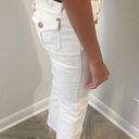 Rock & Republic  White Kiss Boot Cut Crop Raw Edge Hem Gold Buttons Jeans 28 Photo 1