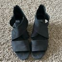 Eileen Fisher  Kes Perforated Nubuck Wedge Sandals in Black Size 8 Photo 1