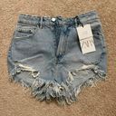 ZARA High Waisted Denim Shorts Blue Size 2 Photo 0