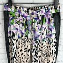 Bebe  Floral Animal print blend joggers with faux leather side pockets. Size M Photo 1