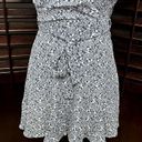 The Row  A Women's Blue Floral Faux Wrap Tie Waist Short Sleeve Dress S NWOT Photo 3