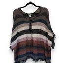 American Eagle  Women's Striped Poncho Sweater Cape L-XL Multicolor Western Photo 0