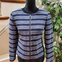 The Loft  Women's Blue Striped Cotton Long Sleeve Full Zip Front Casual Jacket Size 6 Photo 0