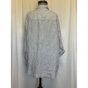 Tahari  Essentials 100% Linen Button Down Tunic Shirt Roll Tab Size XL Blue White Photo 2