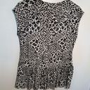 Carmen Marc Valvo  Peplum Blouse White Animal Print Photo 5