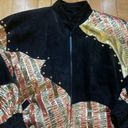 Vintage Leather Metallic Bomber Jacket Size M Photo 4