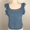 BP  Chambray ruffle apron strap crop tank top S Photo 0