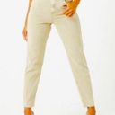 Missguided  Women Tall Enzyme Dad Jean High Waisted Raw Hem Mom Jeans Sand  Sz 2 Photo 0