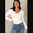 Petal and Pup  Paelia White Ribbed Knit Tie Neck Top 8 Photo 0