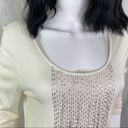 Natori Josie  Beaded Sequin Blouse Fringe Knit Top Long Sleeve‎ Women's Size M Photo 9