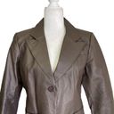 Metro  Style Chocolate Brown Leather Button Up Collared Jacket 12 Photo 5