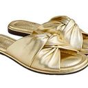 J.Crew  Leather Menorca Padded Twist Knot Flat Sandals Gold Metallic Size 7 Photo 0