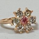 Daisy Gold Pink  Flower Diamond Gemstone Band Ring Jewelry Size 8 🌸✨ Photo 2