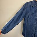 Chico's Chico’s Chambray Roll Tab Sleeves Frayed Button Down Shirt Size 12 Photo 5