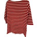 L.L.Bean  Women's Size XS Top Red Striped 3/4 Sleeve Shirt 100% Cotton Blouse Photo 1