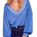 We The Free  waffle knit lightweight top domain sleeves blue crop top size small Photo 0
