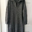 Madewell  Half Zip Collared Ribbed Marled Merino Wool Grey Sweater Dress Large Photo 1