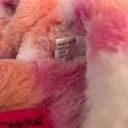 Betsey Johnson BETSY JOHNSON Fuzzy Pink‎ White Heart Slippers Size Extra Large 11-12 Photo 3