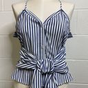 L'Academie L’academie Revolve Blue White Stripe Button Down Tank Tie Front Size Small Photo 6