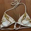 Victoria's Secret Y2k Victoria’s secret sequined white and gold triangle tie bikini top and bottom  Photo 5