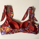 Modcloth  Red Floral Tie Strap Swim Suit Top Photo 1