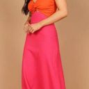 Petal and Pup  Rosetta Fuchsia & Orange Colorblock Strapless Cut Out Midi Dress 0 Photo 2